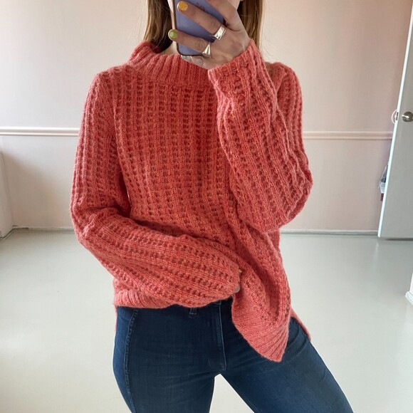 Field Flower Crew Neck Knit Pullover Sweater Pink Medium - Picture 2 of 7